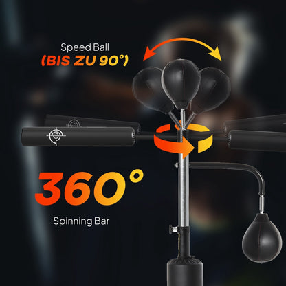 Close up of the 360 spinning bar and speed ball on the boxing punch bag