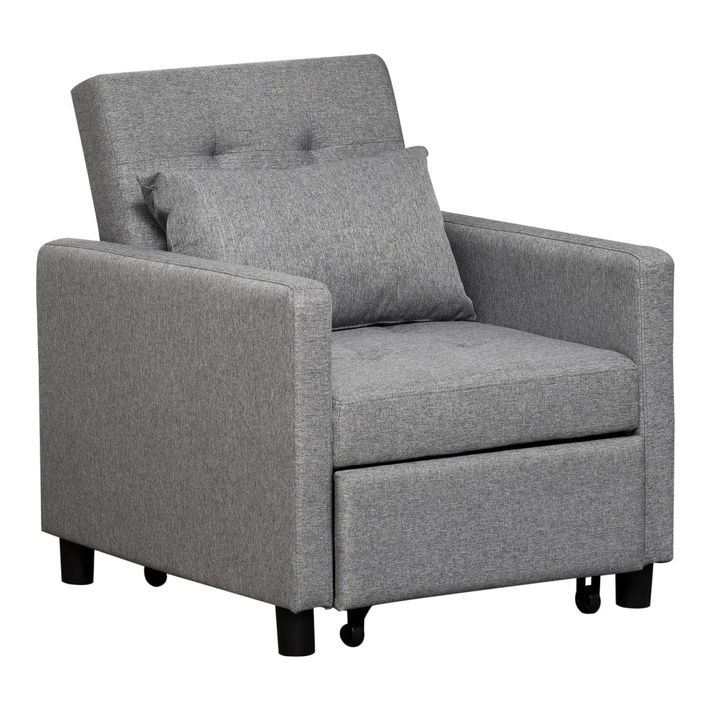 HOMCOM 3-In-1 Single Chair Bed with Adjustable Backrest in Grey