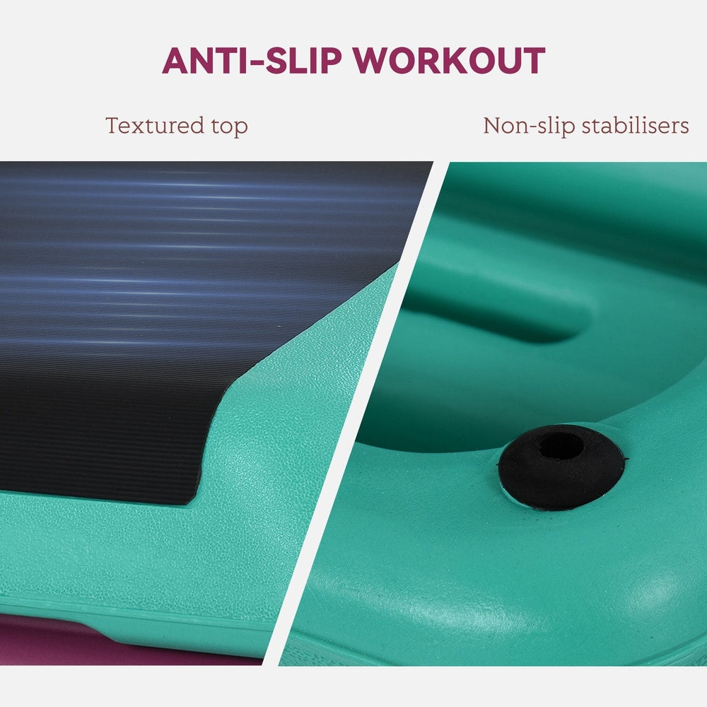 Close up of the aerobic step showing the textured top and non-slip stabilisers