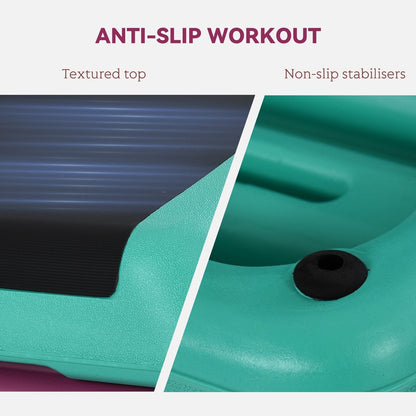 Close up of the aerobic step showing the textured top and non-slip stabilisers