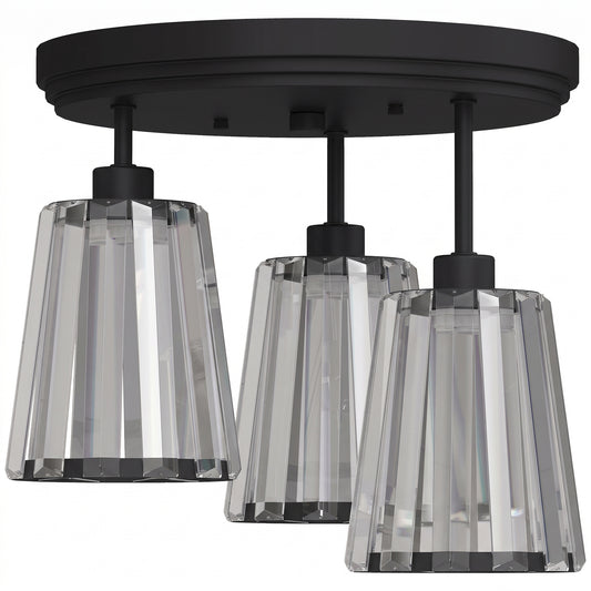 HOMCOM 3-Light Crystal Glass Ceiling Light in Black