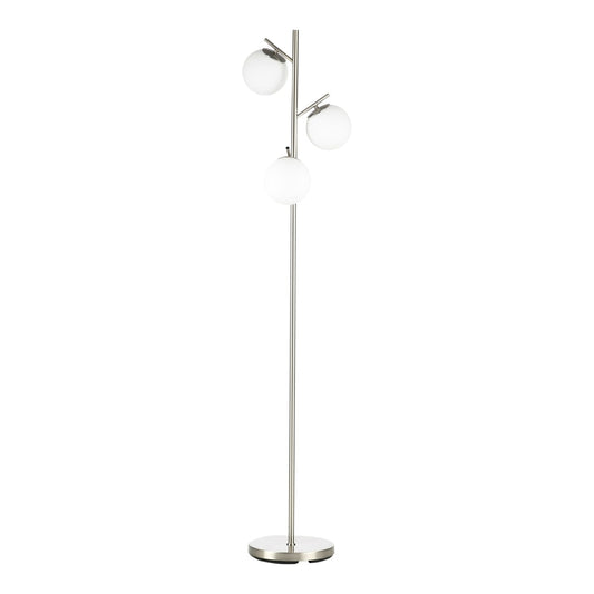 HOMCOM 3-Light Tree Floor Lamps with a silver tone steel base and three globe lampshades