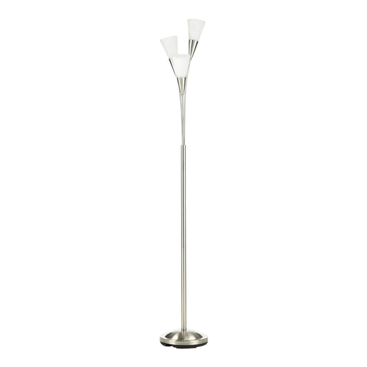 HOMCOM 3-Light Upright Floor Lamps with a silver steel base and three cone-shaped shades