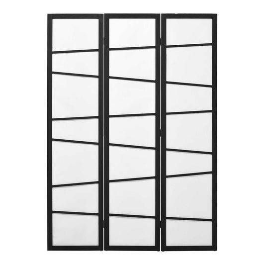 HOMCOM 3 Panel Room Divider with a white slatted design and black frame