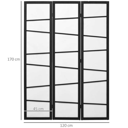 A size diagram shows the dimensions of the white folding privacy screen