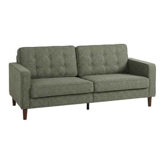 HOMCOM 3 Seater Sofa Button Tufted Upholstered Couch with wood legs in green