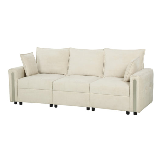 HOMCOM 3 Seater Sofa with Lift-Up Storage in Beige