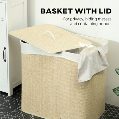 The laundry hamper with its lid open, a towel draped over the side