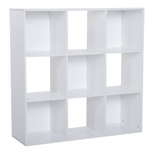HOMCOM 3-tier 9 Cubes Storage Unit Particle Board Cupboard Bookcase Organiser in white