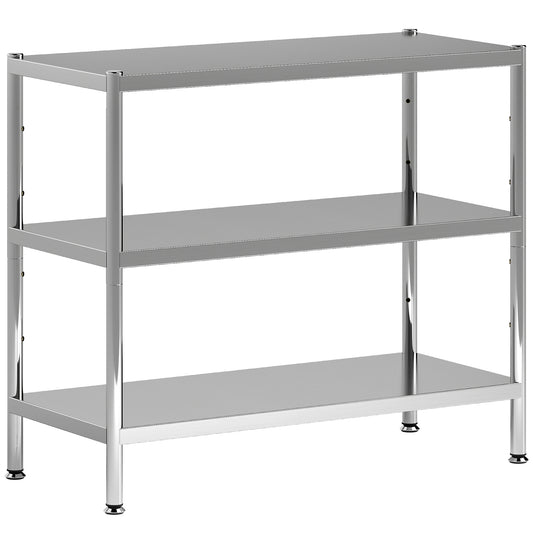HOMCOM 3-Tier Bakers Rack with Storage in Silver Tone