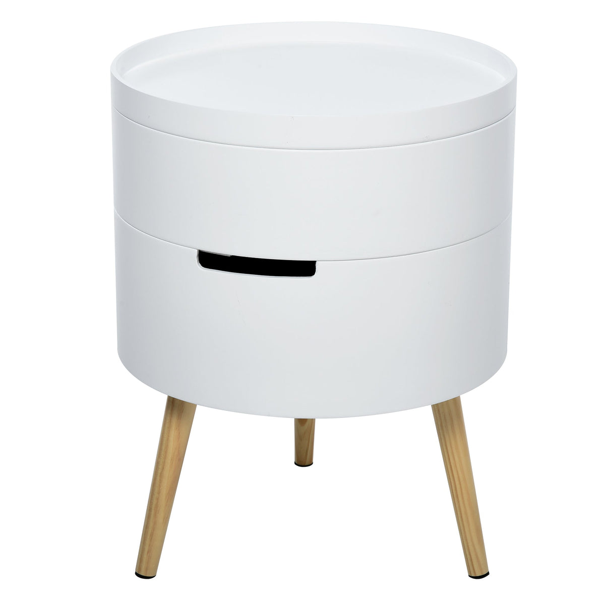 HOMCOM 3-Tier Coffee Table, a white round side table with three tiers and wooden legs