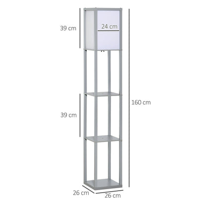 Dimensions of the grey 3-tier floor lamp shown with measurements