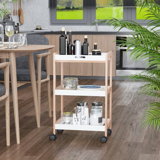The kitchen trolley standing in a modern dining room filled with various jars and kitchen items