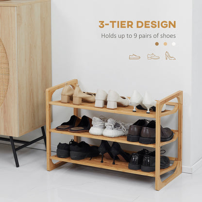 the shoe storage holding multiple pairs of shoes with text overlay