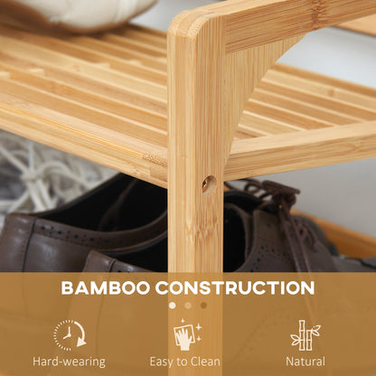 the shoe storage showing a close up of the bamboo frame and joints