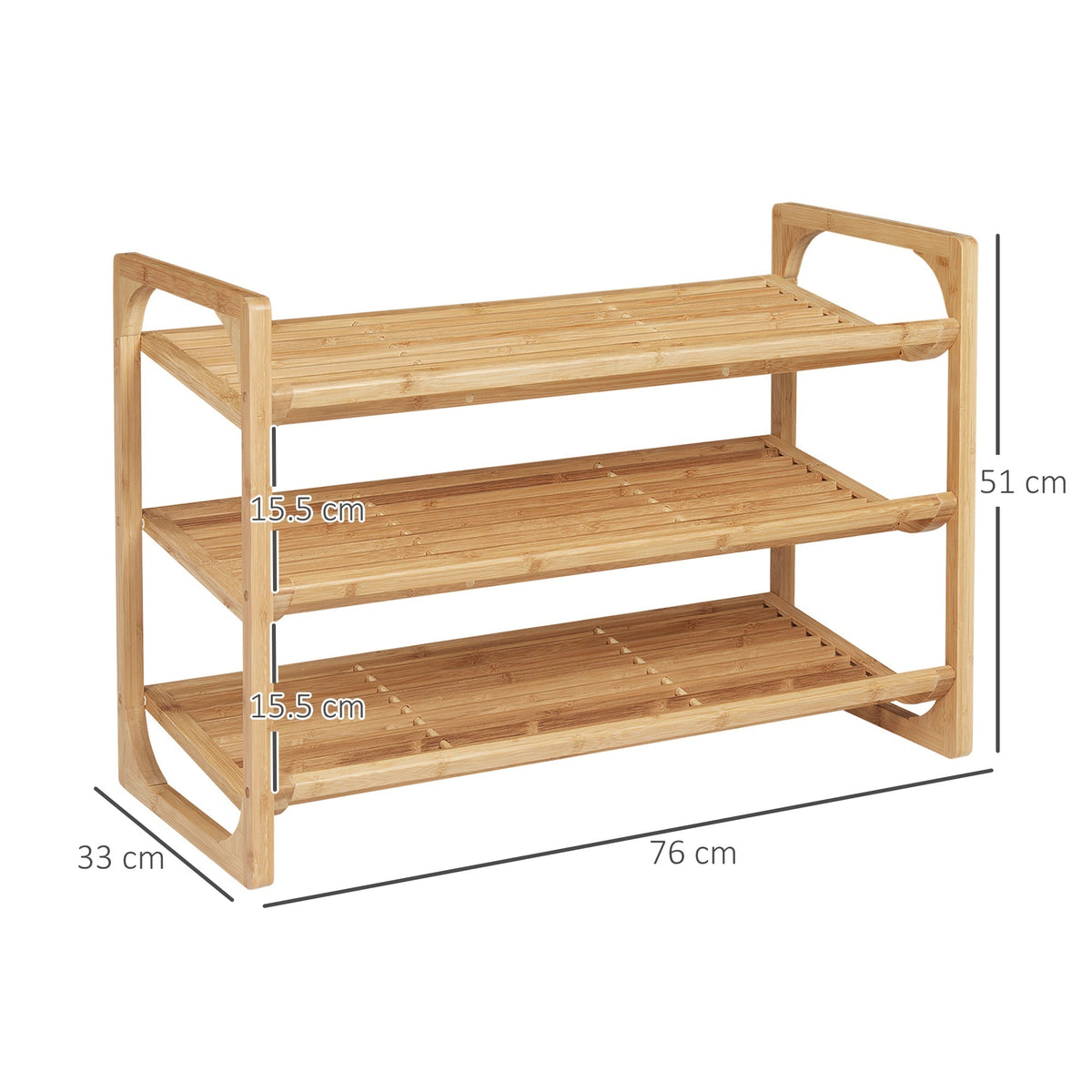 the shoe storage showing overall height width and depth dimensions
