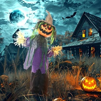 The Halloween animatronic in a spooky garden scene at night