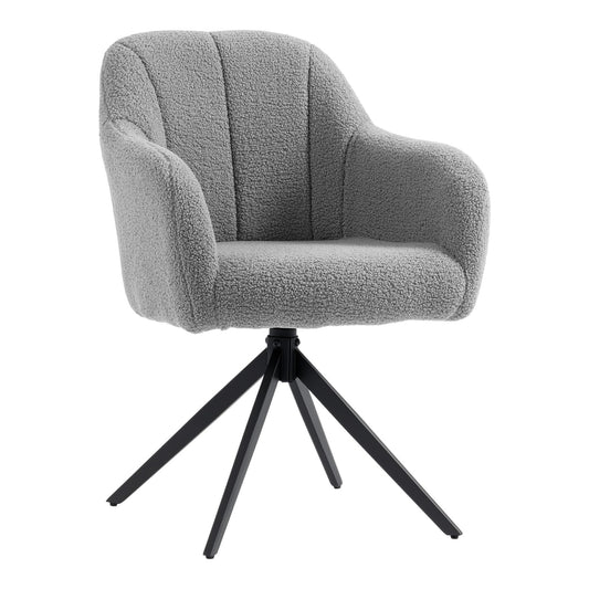 HOMCOM 360 Degree Swivel Accent Chair in grey snow flannel fabric with black swivel legs