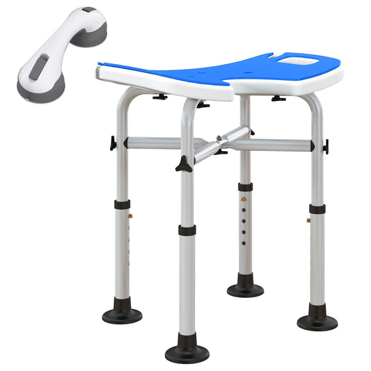 HOMCOM 39-51.5cm 'U' Seat Padded Shower Stool in Dark Blue