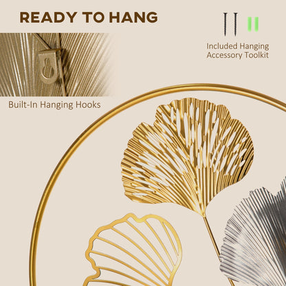 The hanging wall sculpture showing the built-in hooks and included toolkit