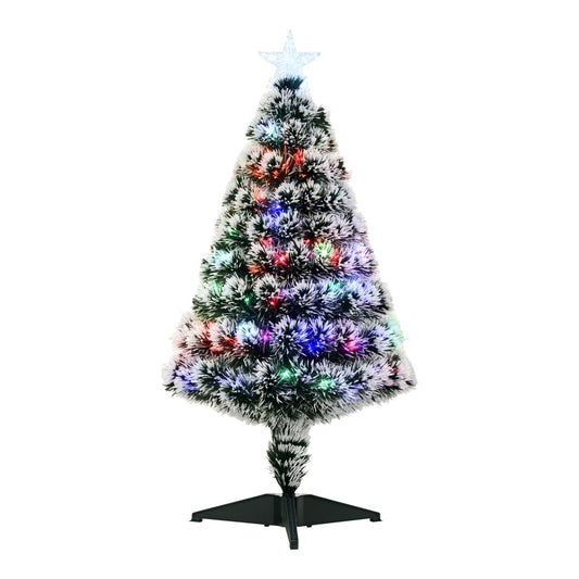 HOMCOM 3ft Artificial Prelit Christmas Tree in White，green