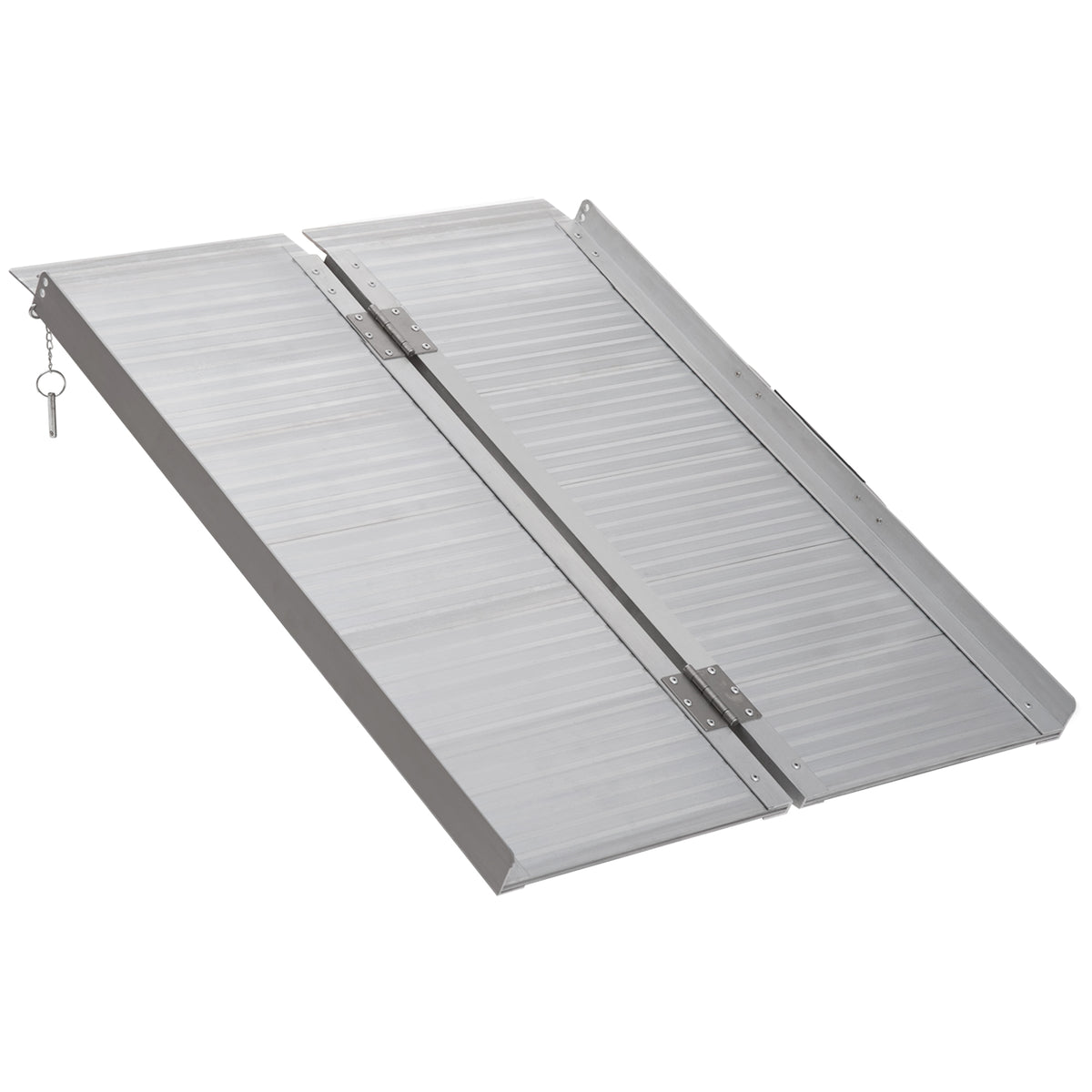 HOMCOM 3ft Folding Aluminum Wheelchair Ramp Scooter in Silver