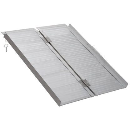 HOMCOM 3ft Folding Aluminum Wheelchair Ramp Scooter in Silver