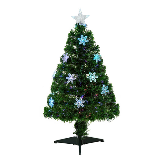 HOMCOM 3FT Green Fibre Optic Artificial Christmas Tree
