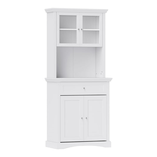 HOMCOM 4-Door Kitchen Cupboard with Drawer in White