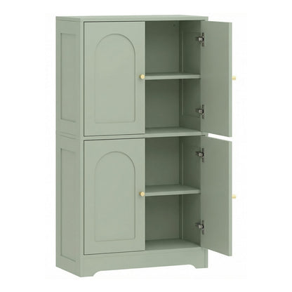 HOMCOM 4-Door Kitchen Storage Cabinet with Adjustable Shelves in Green