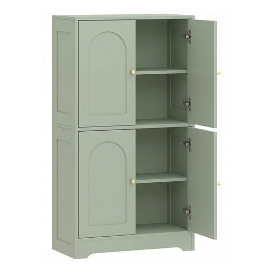 HOMCOM 4-Door Kitchen Storage Cabinet with Adjustable Shelves in Green