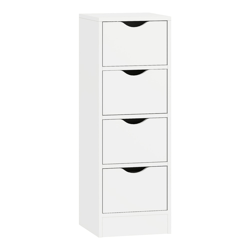 HOMCOM 4-Drawer Bathroom Cabinet, a narrow white storage unit with four drawers and groove handles