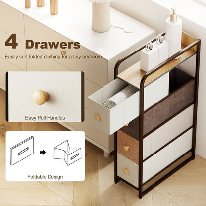 The chest of drawers with one drawer open showing storage space