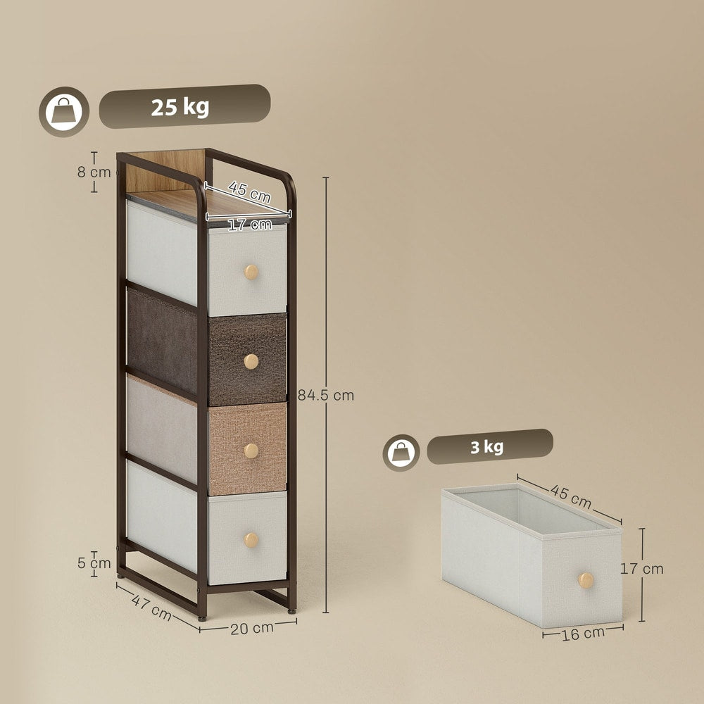 Dimensions of the chest of drawers and one fabric drawer