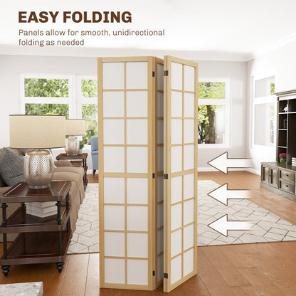 The folding room divider is shown being folded, with arrows indicating the movement