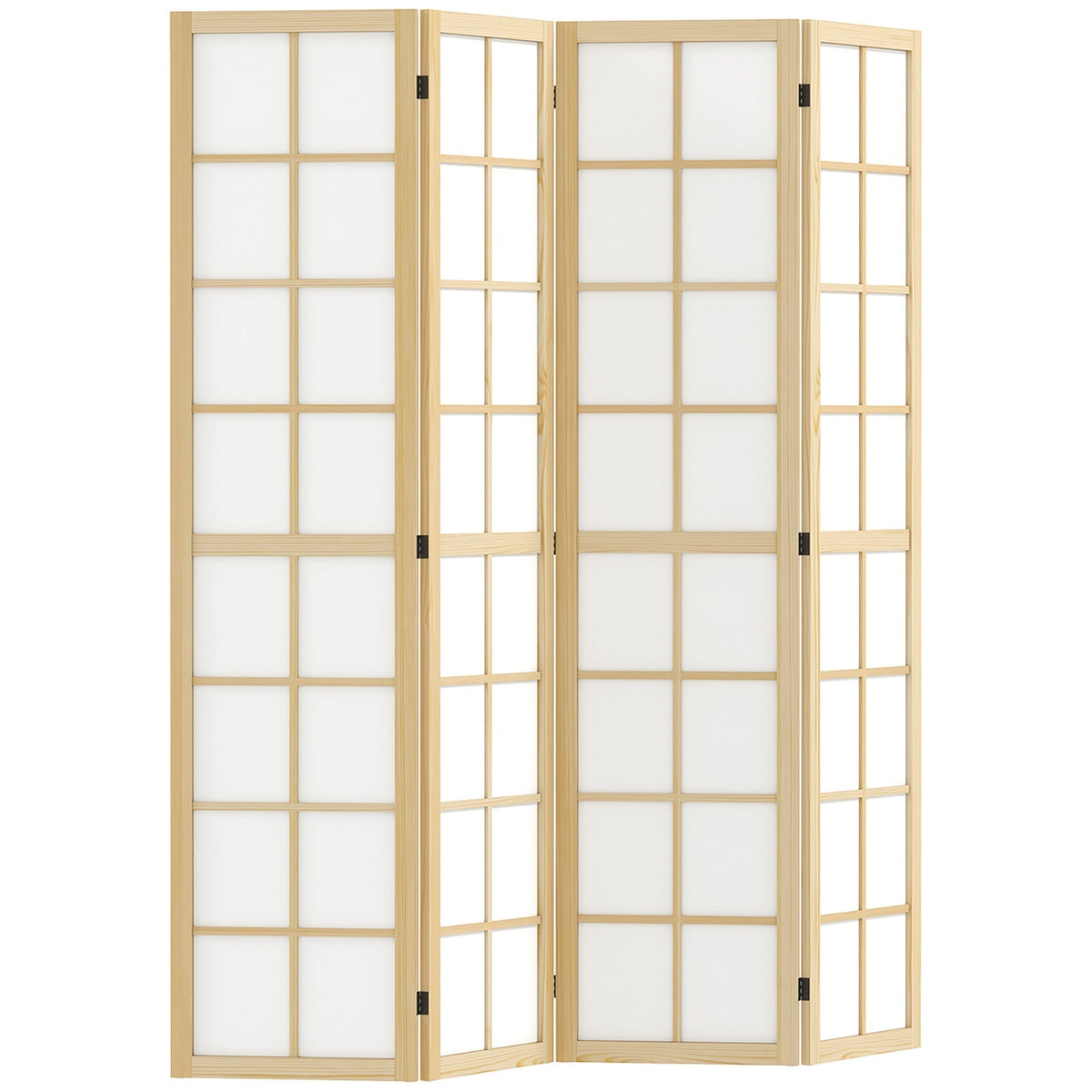 HOMCOM 4 Panel Folding Room Divider freestanding room separator with wooden frame and white panels