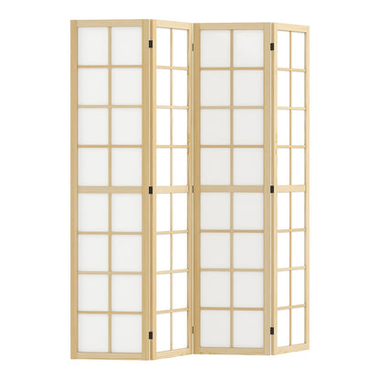 HOMCOM 4 Panel Folding Room Divider freestanding room separator with wooden frame and white panels