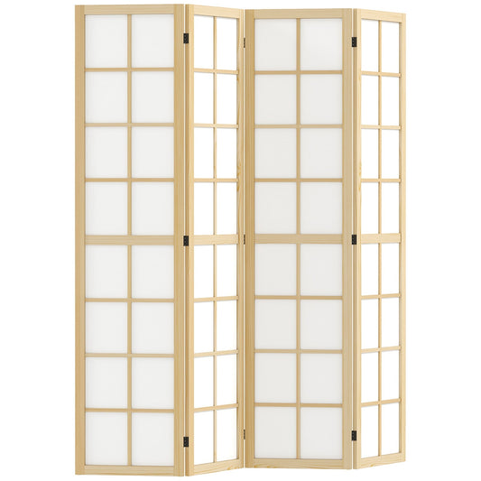 HOMCOM 4 Panel Folding Room Divider freestanding room separator with wooden frame and white panels