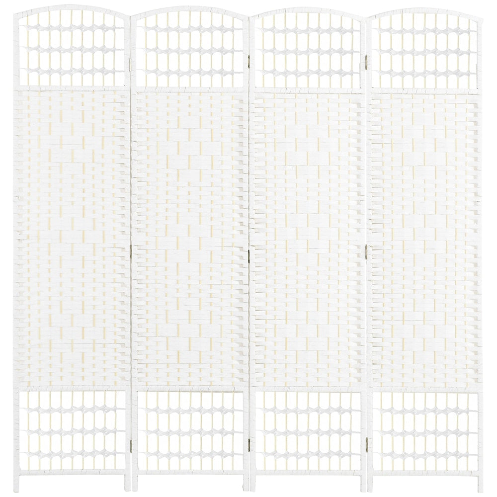 HOMCOM 4 Panel Folding Room Divider, a white woven screen with four panels