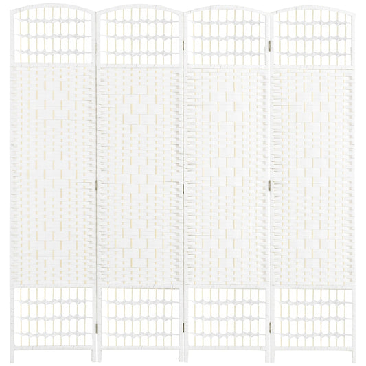 HOMCOM 4 Panel Folding Room Divider, a white woven screen with four panels