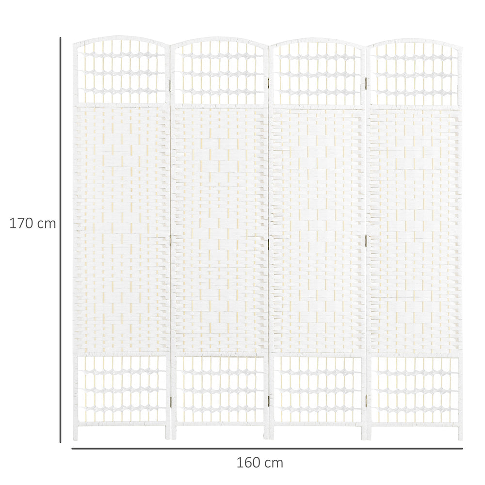 The white four-panel folding screen with dimensions 160cm wide and 170cm high