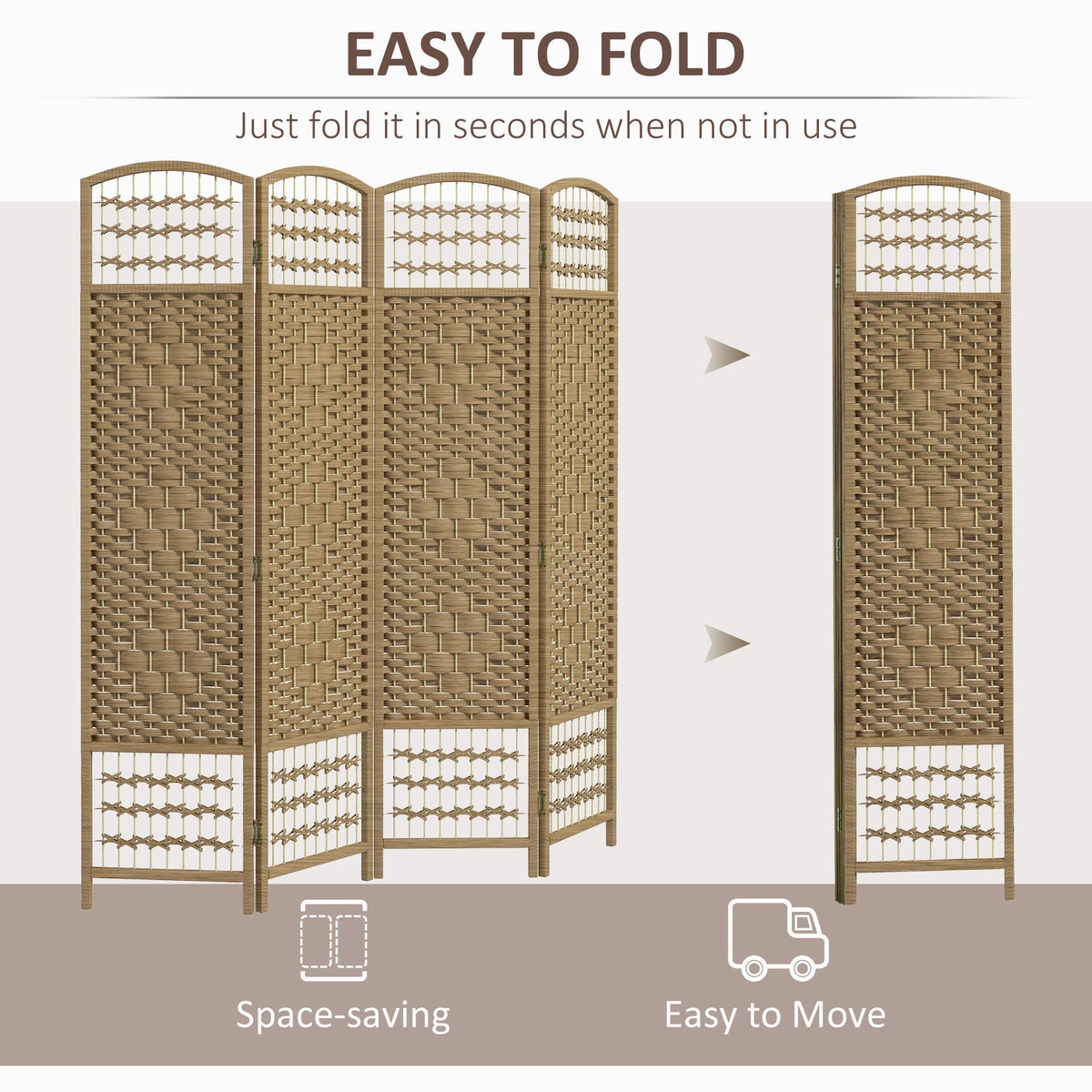 The folding room divider being folded flat for storage