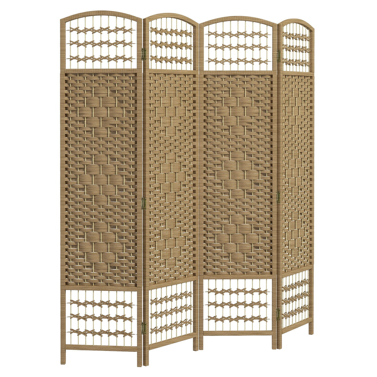 HOMCOM 4 Panel Folding Room Divider in natural woven effect, freestanding and foldable