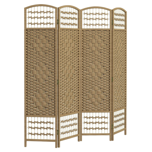 HOMCOM 4 Panel Folding Room Divider in natural woven effect, freestanding and foldable