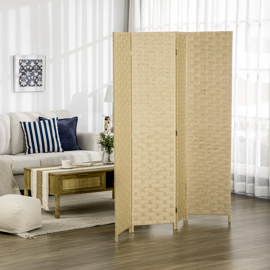 The folding screen placed in a bright living room next to a sofa to create a private corner