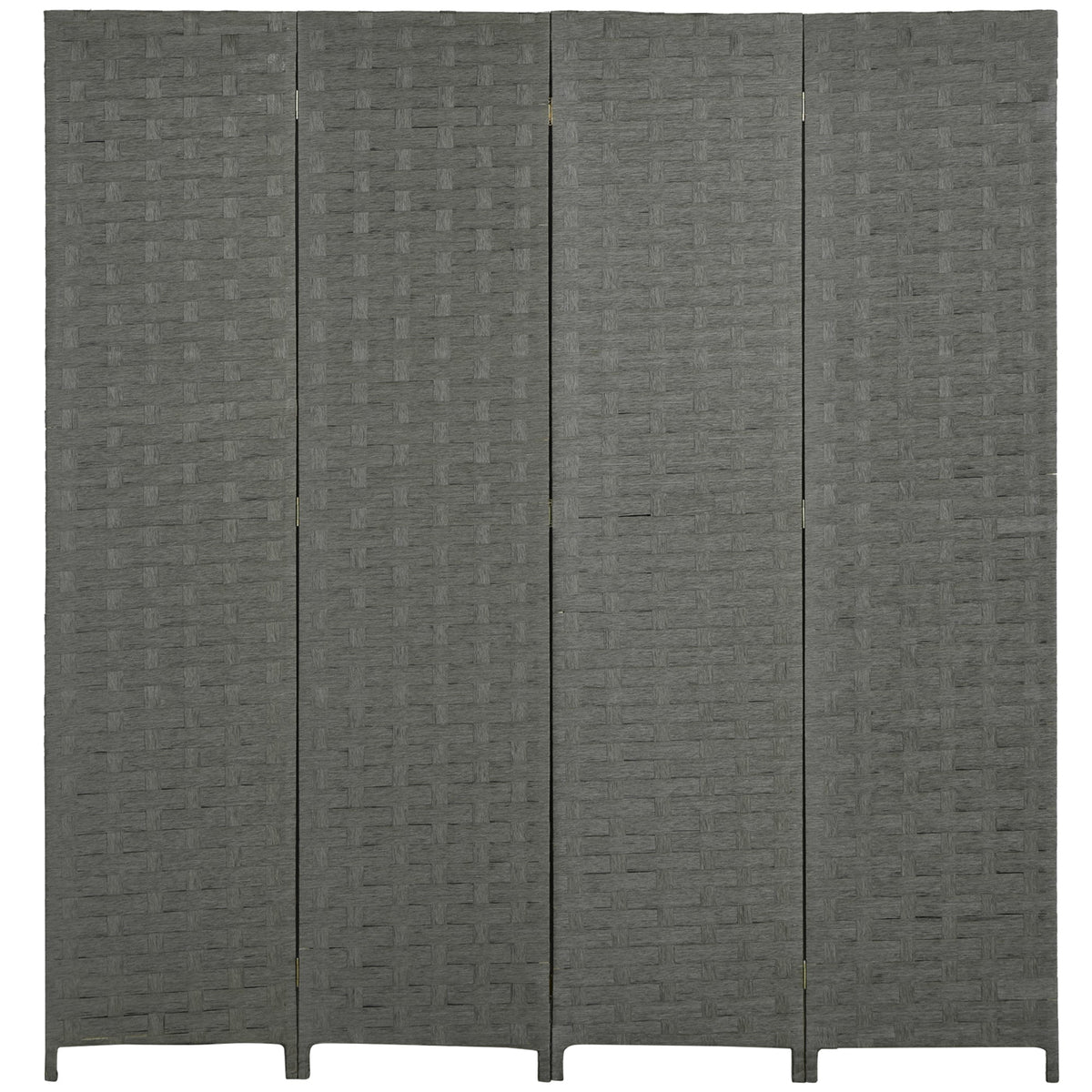 HOMCOM 4-Panel Room Dividers in grey, a freestanding folding privacy screen with a woven texture