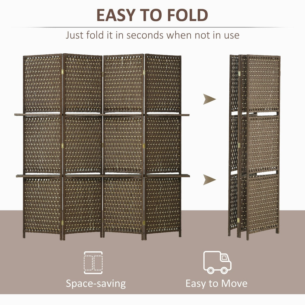The folding room divider being folded for storage and transport