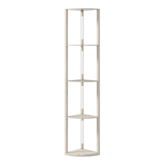 HOMCOM 4-Tier Corner Floor Lamp with integrated LED lighting and oak effect finish