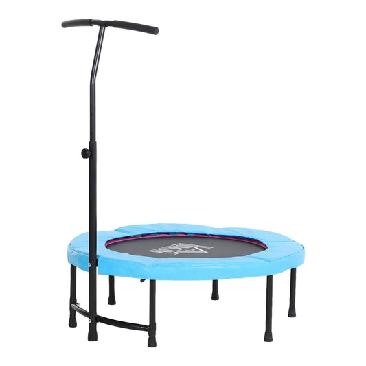 HOMCOM 40" Fitness Trampoline with Adjustable Handle, a blue mini jumper with a black adjustable handle