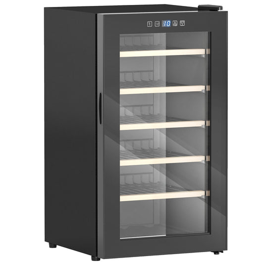 HOMCOM 41 Bottle Wine Fridge freestanding wine cooler with a glass door and wooden shelves
